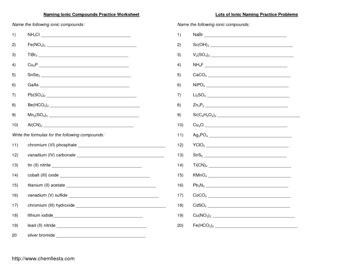 Mixed naming worksheet ionic covalent and acids