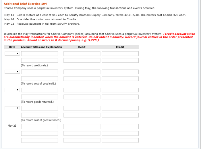 Charlie company uses a perpetual inventory system